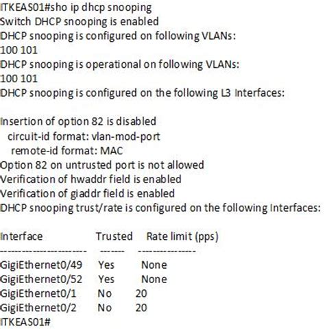 ip dhcp snooping limit rate 100